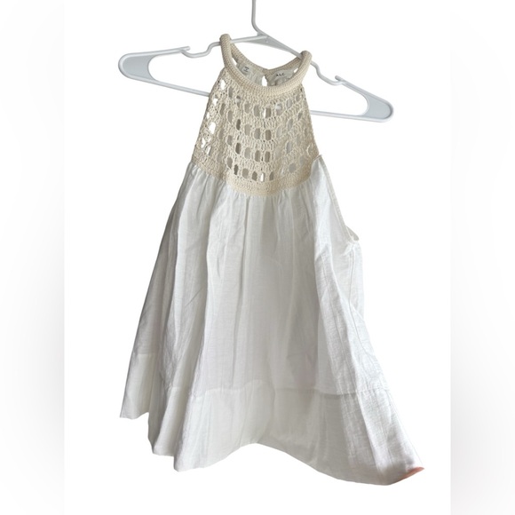 A.L.C. Reina Linen Blend Crochet Neck Halter Tank Top White - Picture 8 of 14